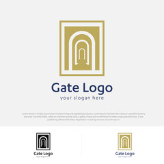Fototapete - Gate logo door home entrance icon black house doorway real estate business design modern construction company concept symbol vector illustration