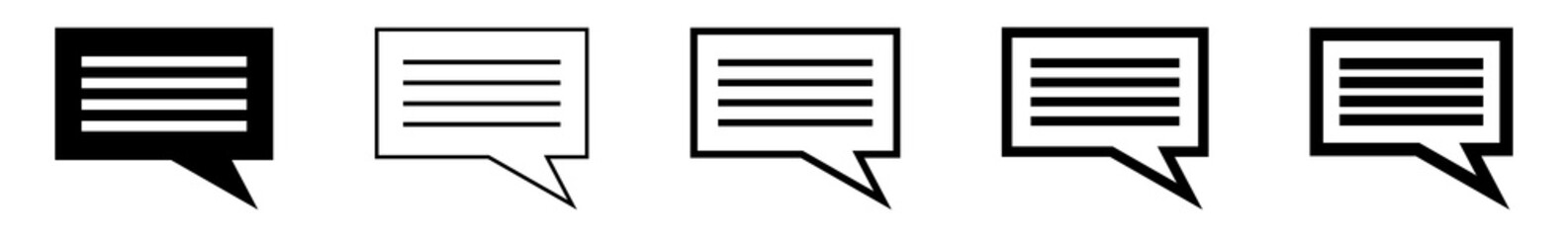 Wall Mural - speech bubble balloon lines icon black | text rectangle bubbles | communication symbol | message log