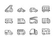 transport vehicle linear design set icons