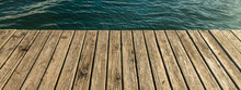 Wooden Deck Texture Simple Background Surface Of European Village Rustic Dock Jetty On Lake Wavy Waters Environment, Advertising Concept Picture With Empty Copy Space For Your Text Here
