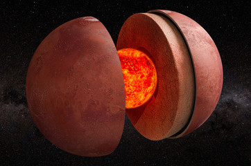 Wall Mural - structure of planet mars in space, 3d rendering