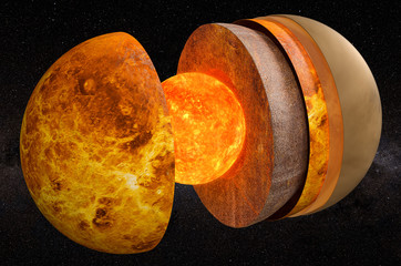 Wall Mural - structure of planet venus in space, 3d rendering
