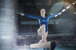 © Chris Ryan/Caia Image - Focused female gymnast performing on balance beam in arena