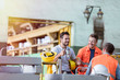 © Lukasz Olek/Caia Image - Smiling steel workers enjoying coffee break ins factory