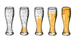 Beer in glass different amount set