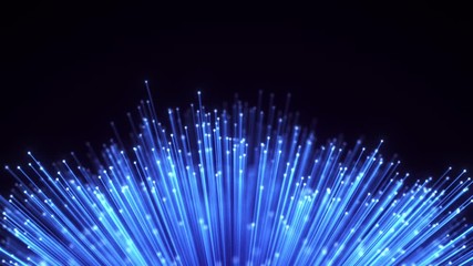 Wall Mural - optical fiber sheaf abstract motion background. glowing bundle of optic cables loop animation