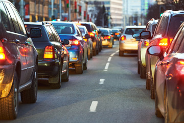 traffic jam or collapse in a city street road