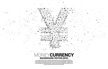 Aufkleber - Vector money Chinese yuan and Japanese yen currency icon from Polygon dot connect line. Concept for china and japan financial network connection.