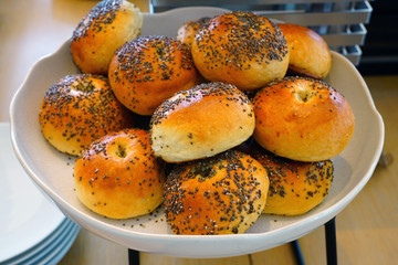 Wall Mural - Platter of poppy seed bagels