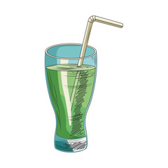 Poster - detox juice glass icon, colorful design