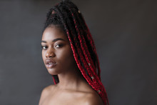 Portrait Confident, Cool Young Woman With Red Braids