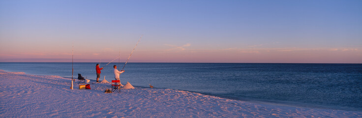 Poster - Surf fishing at Santa Rosa Island near Pensacola, Florida