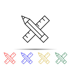 Poster - design tools multi color style icon. simple thin line, outline vector of web icons for ui and ux, we