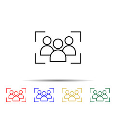 Poster - focus group multi color style icon. Simple thin line, outline vector of web icons for ui and ux, website or mobile application