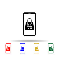 Poster - Smartphone discount multi color style icon. Simple glyph, flat vector of mobile concept icons for ui and ux, website or mobile application