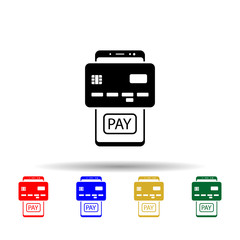 Poster - Smartphone, bank card, pay multi color style icon. Simple glyph, flat vector of mobile concept icons for ui and ux, website or mobile application