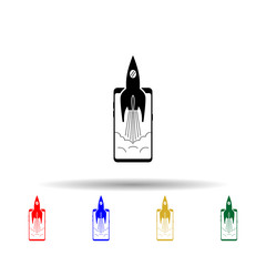 Poster - Smartphone, booster, rocket multi color style icon. Simple glyph, flat vector of mobile concept icons for ui and ux, website or mobile application