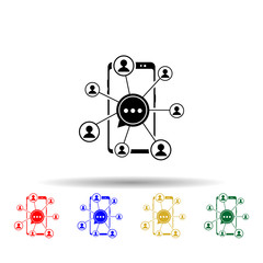 Poster - Smartphone, connection, users multi color style icon. Simple glyph, flat vector of mobile concept icons for ui and ux, website or mobile application