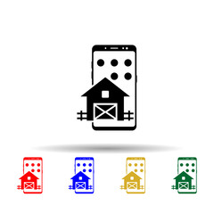 Poster - Smartphone, home, password multi color style icon. Simple glyph, flat vector of mobile concept icons for ui and ux, website or mobile application