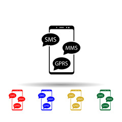Poster - Smartphone, speech multi color style icon. Simple glyph, flat vector of mobile concept icons for ui and ux, website or mobile application