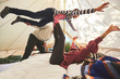 © Trevor Adeline/Caia Image - Playful family in camping yurt