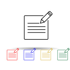 Poster - pen writes on paper multi color style icon. Simple thin line, outline vector of web icons for ui and ux, website or mobile application