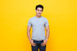 © Atstock Productions - Handsome young Asian man in plain light gray t-shirt