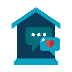 Poster - house with speech bubbles and hearts