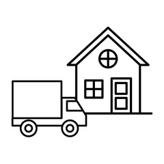 Sticker - house front facade with truck