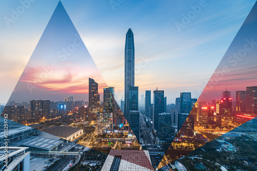 Fotomural Shenzhen Futian CBD cityscape skyline