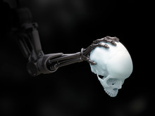 Robotic Arm Holding Human Skull