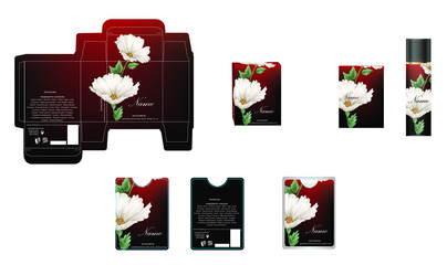 Packaging design, luxury perfume box,  pocket perfume and deo design template and mock up box. Illustration vector.