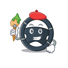 Sticker - Cartoon character of car steering Artist with a brush