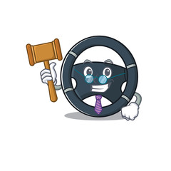 Wall Mural - Smart Judge car steering in mascot cartoon character style