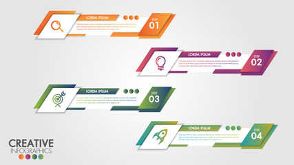 Poster - Abstract horizontal business banner geometric shapes with 4 step or options design web set template background or header Templates place for text.