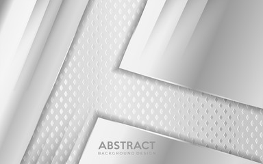 Wall Mural - shinny metal silver background combine with white textured overlap layer.