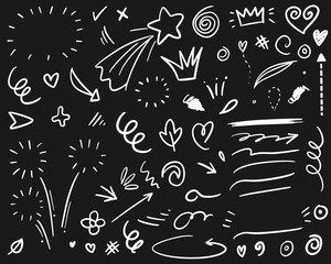 Leinwandbilder - Hand drawn set elements, for concept design. doodle abstract isolated on white background . vector illustration.