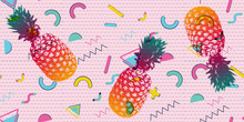 Pineapple With Colorful Geometric Patterns