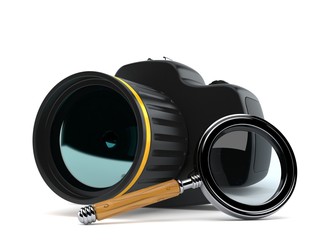 Poster - Camera with magnifying glass