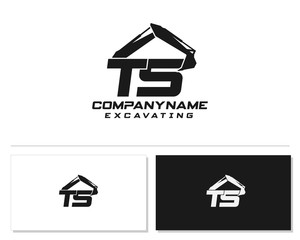 Initial T S TS excavator logo concept vector with arm excavator template vector.