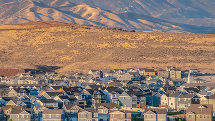 Panorama frame Large modern housing estate in Utah Valley