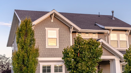 Panorama Double storey modern brick house day light