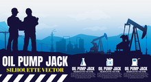 	 Oil Rig Industry Silhouettes Background,Vector Illustration.	