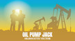  Oil rig industry silhouettes background,Vector illustration. 
