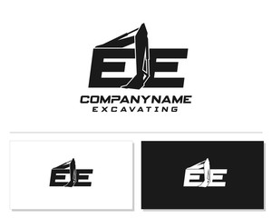 Wall Mural - Initial E EE excavator logo concept vector with arm excavator template vector.