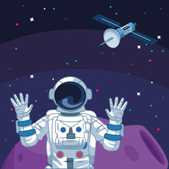 astronaut in moon satellite starry space exploration