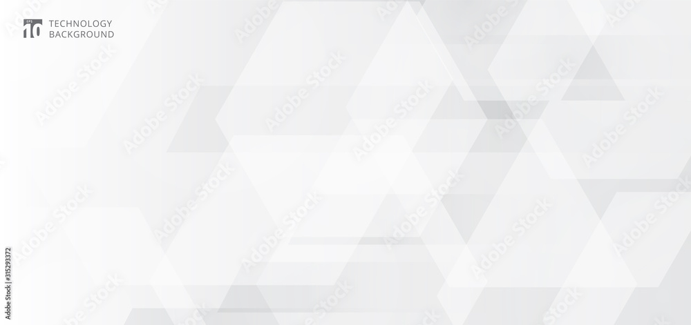 Abstract banner web white and gray geometric hexagon overlapping technology corporate design background. - obrazy, fototapety, plakaty 