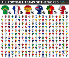 Aufkleber - All national flags of the world . National waving jersey soccer teams with country flag pattern . Vector .