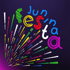Poster - Abstract background of color fireworksю Festa junina