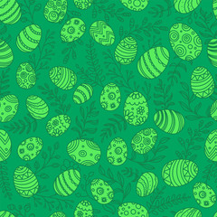 Poster - Easter eggs in doodle style seamless pattern